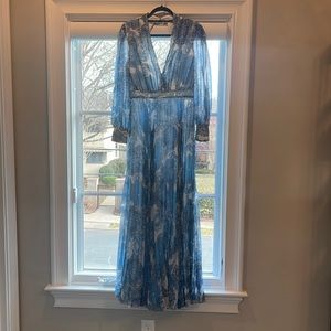 Blue and white Pilate print dress
